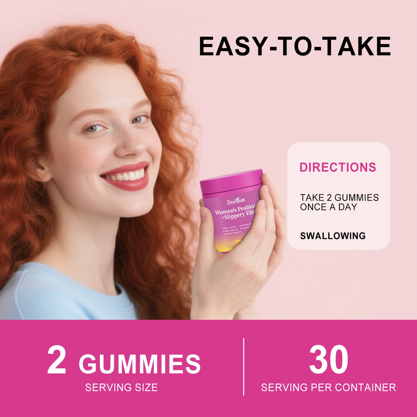 Docteat Women's Probiotic Gummies: Daily care to enhance feminine balance and revitalize feminine charm.